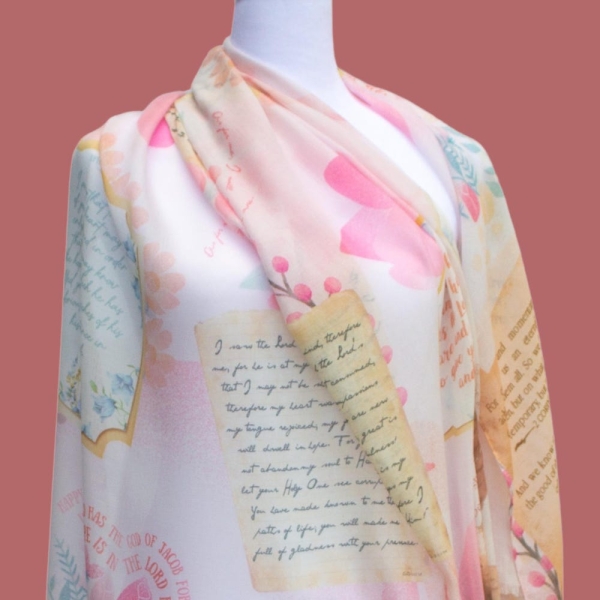 Hope Prayer Shawl (Pink) - Christian Gift for Women Scarf with Inspirational Bible Verses, Faith-Based Gift for Mom, Christian Head Covering