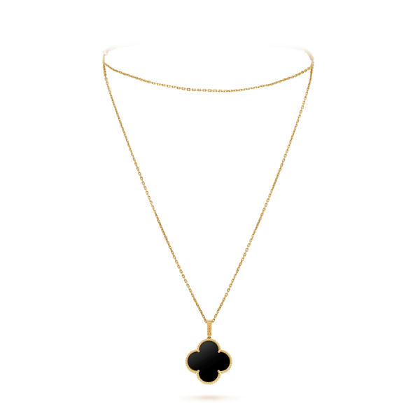 Clover Silver Onyx Big Clover Necklace